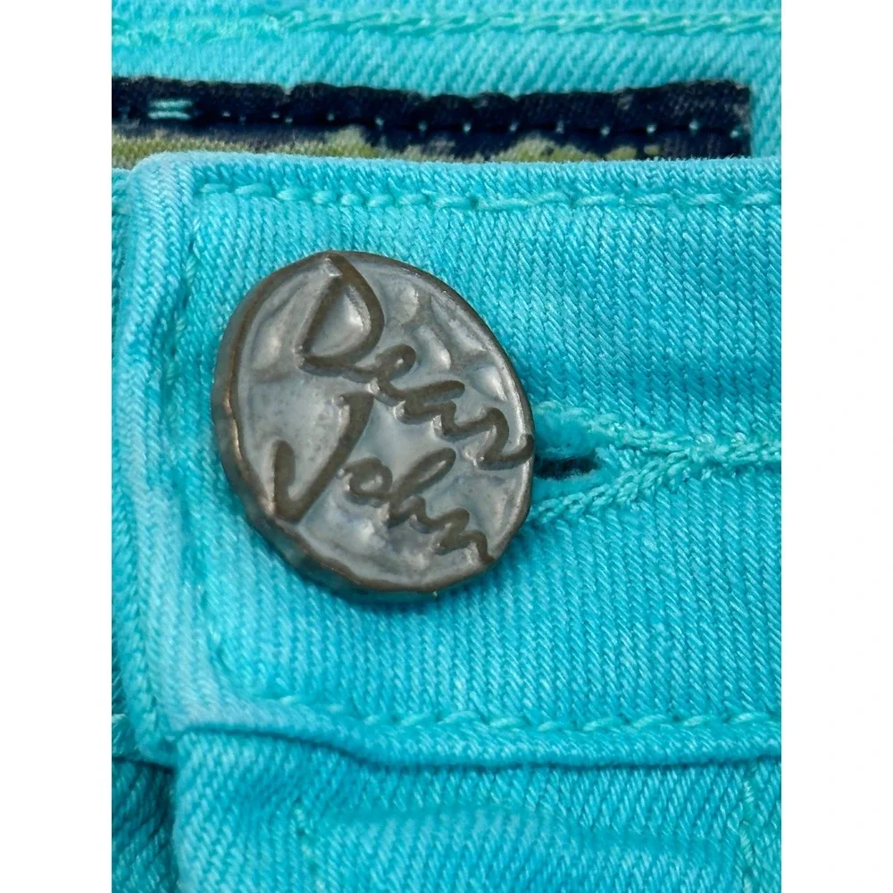 Dear John Jovrie Turquoise Blue Frayed Hem Denim Shorts Size 31